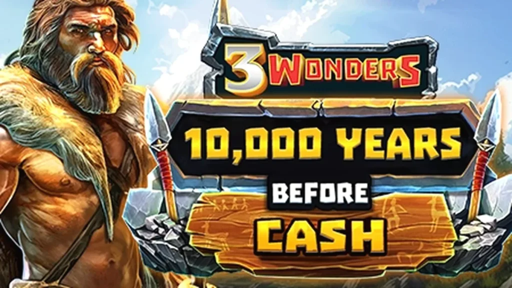 Tampilan visual slot 10,000 Years Before Cash dengan latar belakang zaman batu